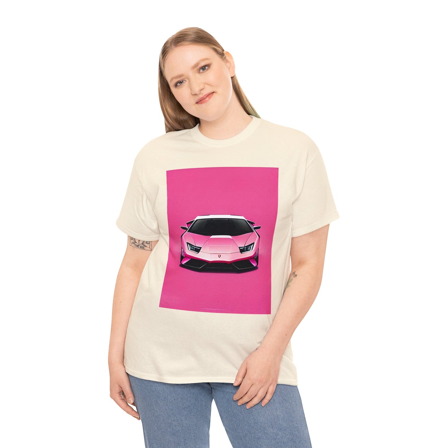 Unisex Heavy Cotton Tee: Pink Lambo [TEDDY]