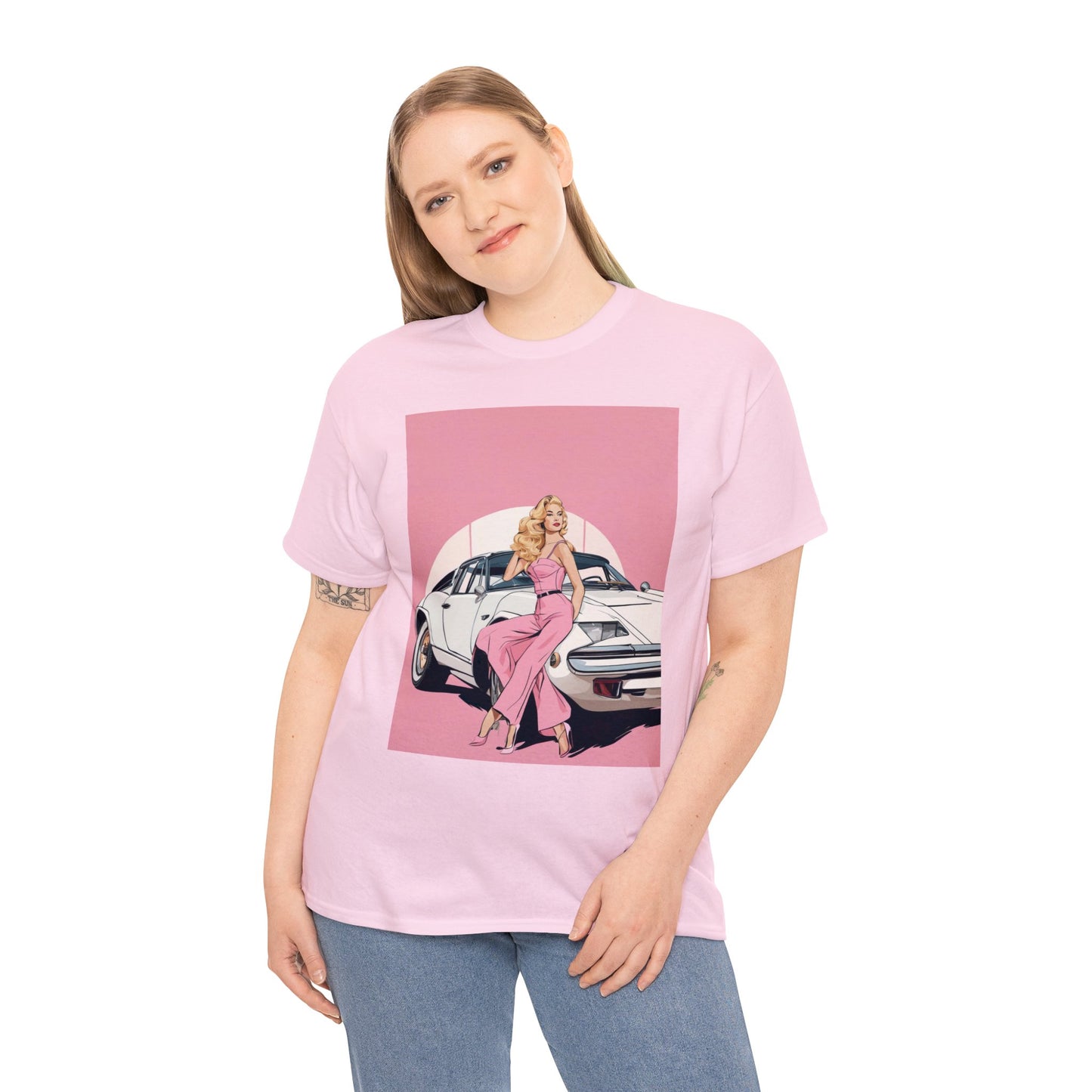 Unisex Heavy Cotton Tee: Pink Barbie Arch [TEDDY]