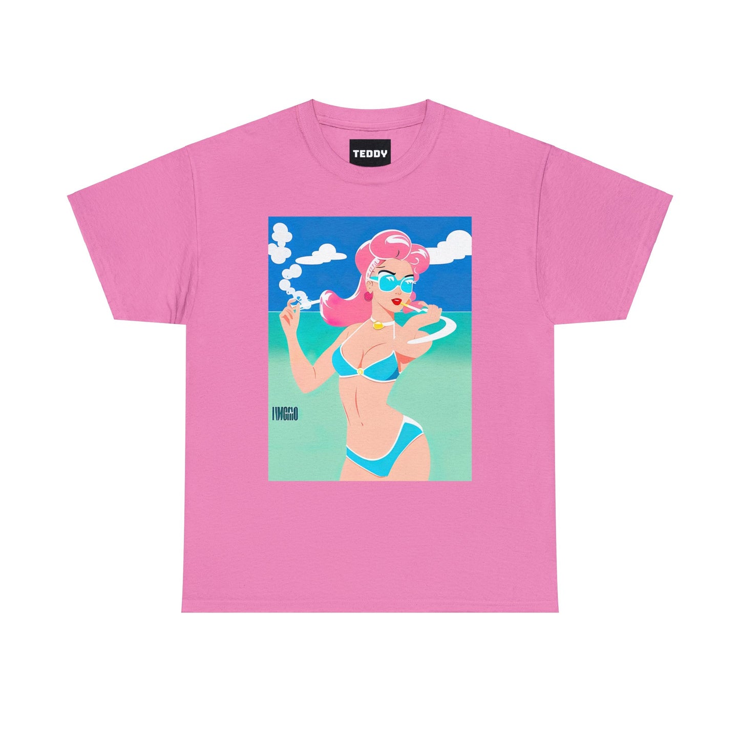 Unisex Heavy Cotton Tee: Art Deco Pin-Up [TEDDY]