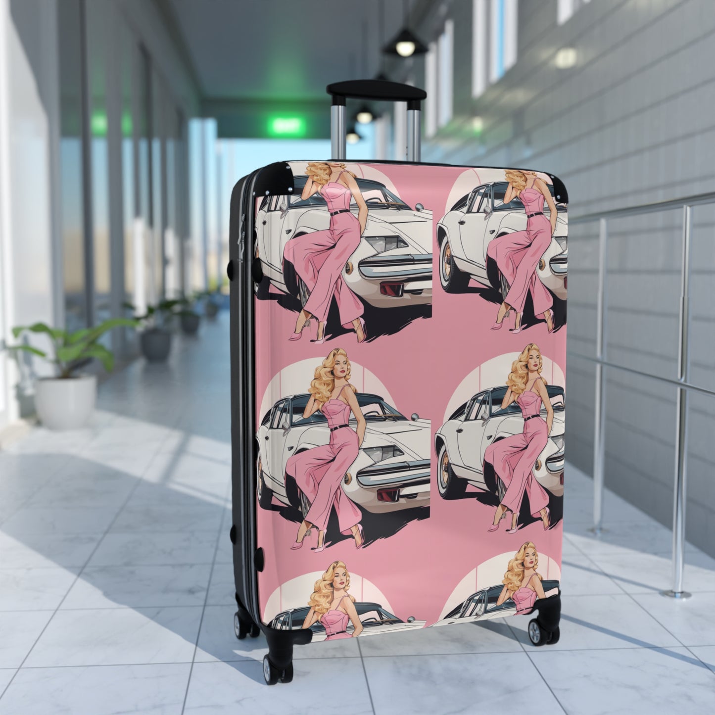 Suitcase with Retro Print: Pink Arch Pin-Up [TEDDY]