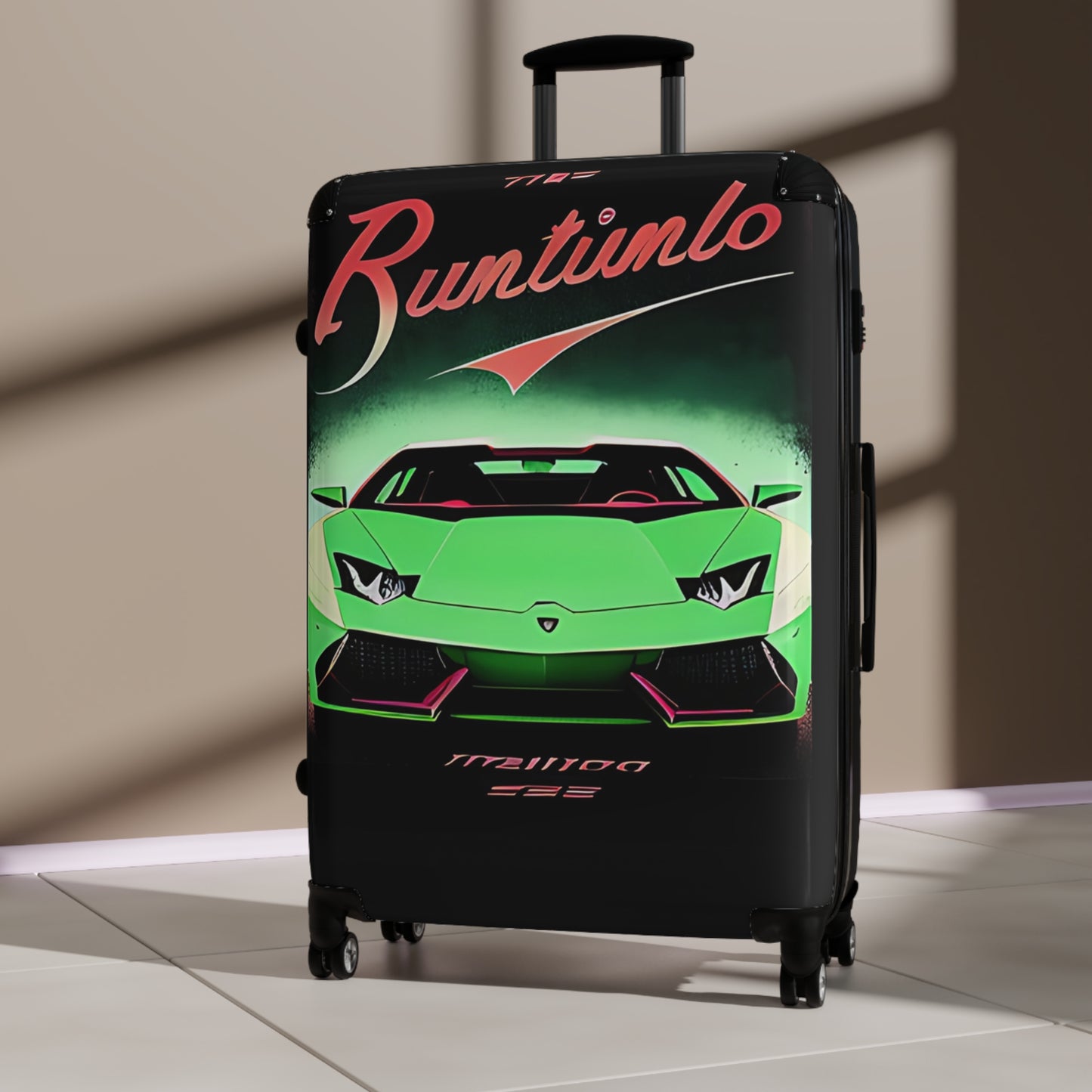 Suitcase with Retro Print: Green Lambo [TEDDY]