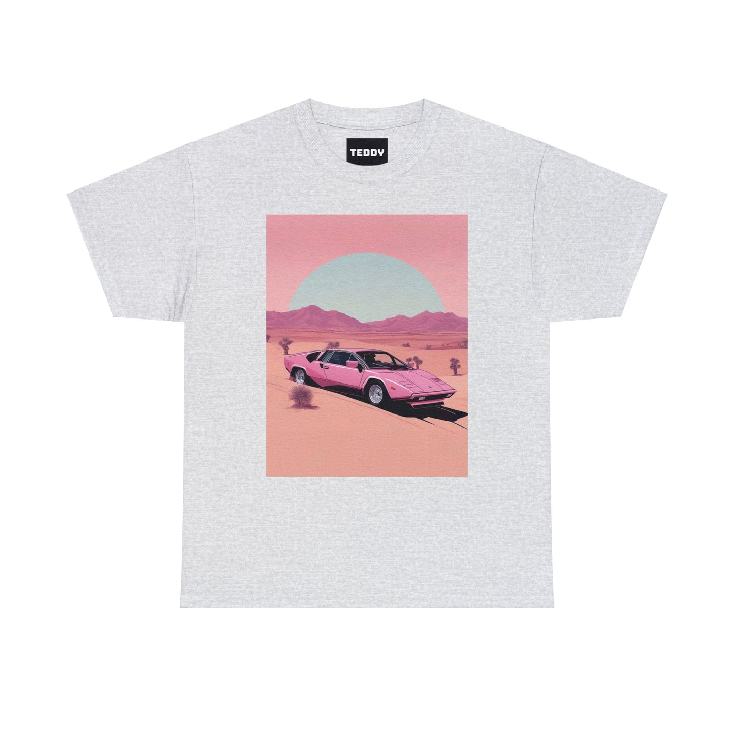 Unisex Heavy Cotton Tee: Arch Lambo Sunset [TEDDY]