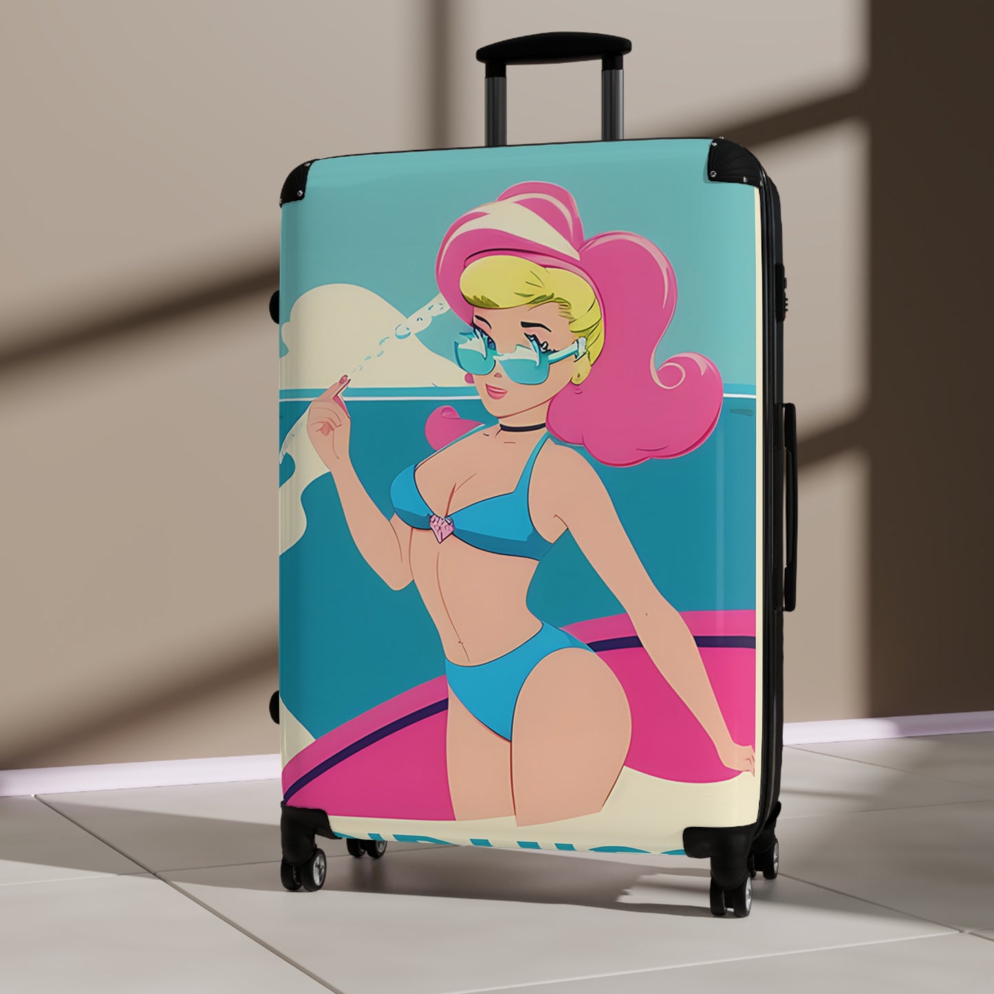 Suitcase with Retro Print: Cartoon Pin-Up [TEDDY]