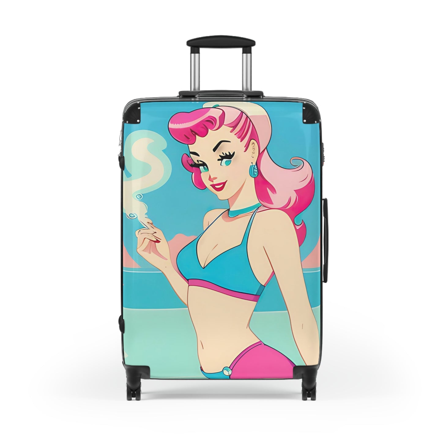 Suitcase with Retro Print: Smoking Pin-Up [TEDDY]