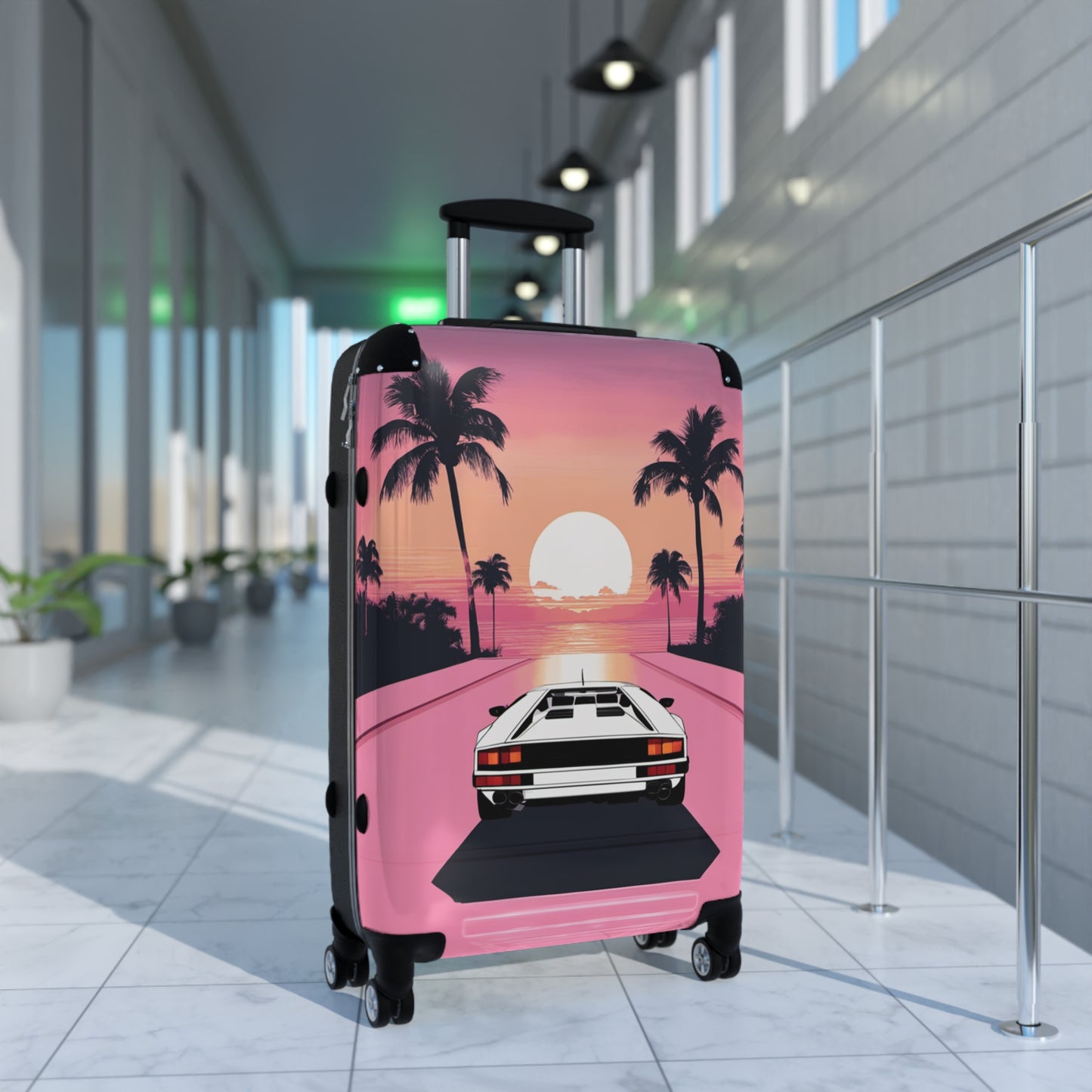 Suitcase with Retro Print: 
White Lambo Sunset [TEDDY]