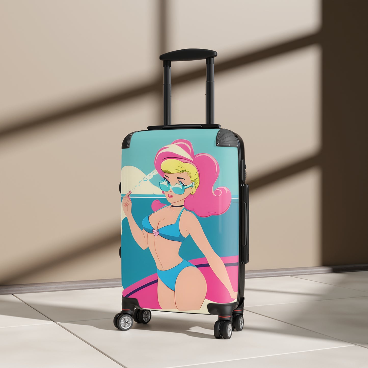 Suitcase with Retro Print: Cartoon Pin-Up [TEDDY]