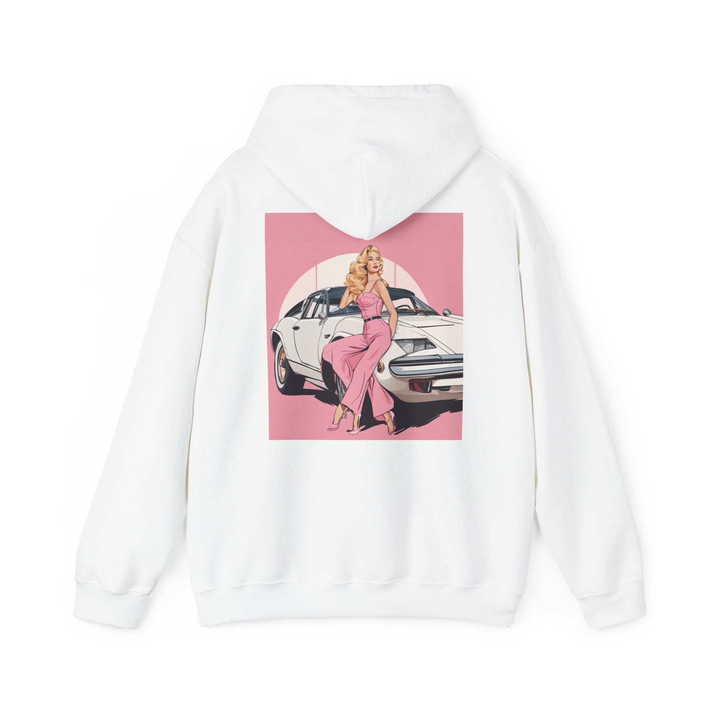 Unisex Heavy Blend™ Hooded Sweatshirt with Pink Logo [TEDDY]