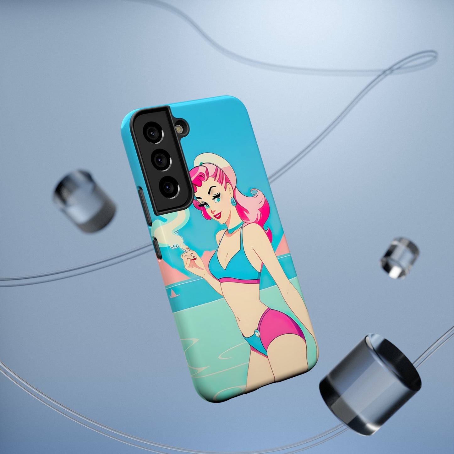 Impact-Resistant Phone Case with Smoking Pin-Up [TEDDY]