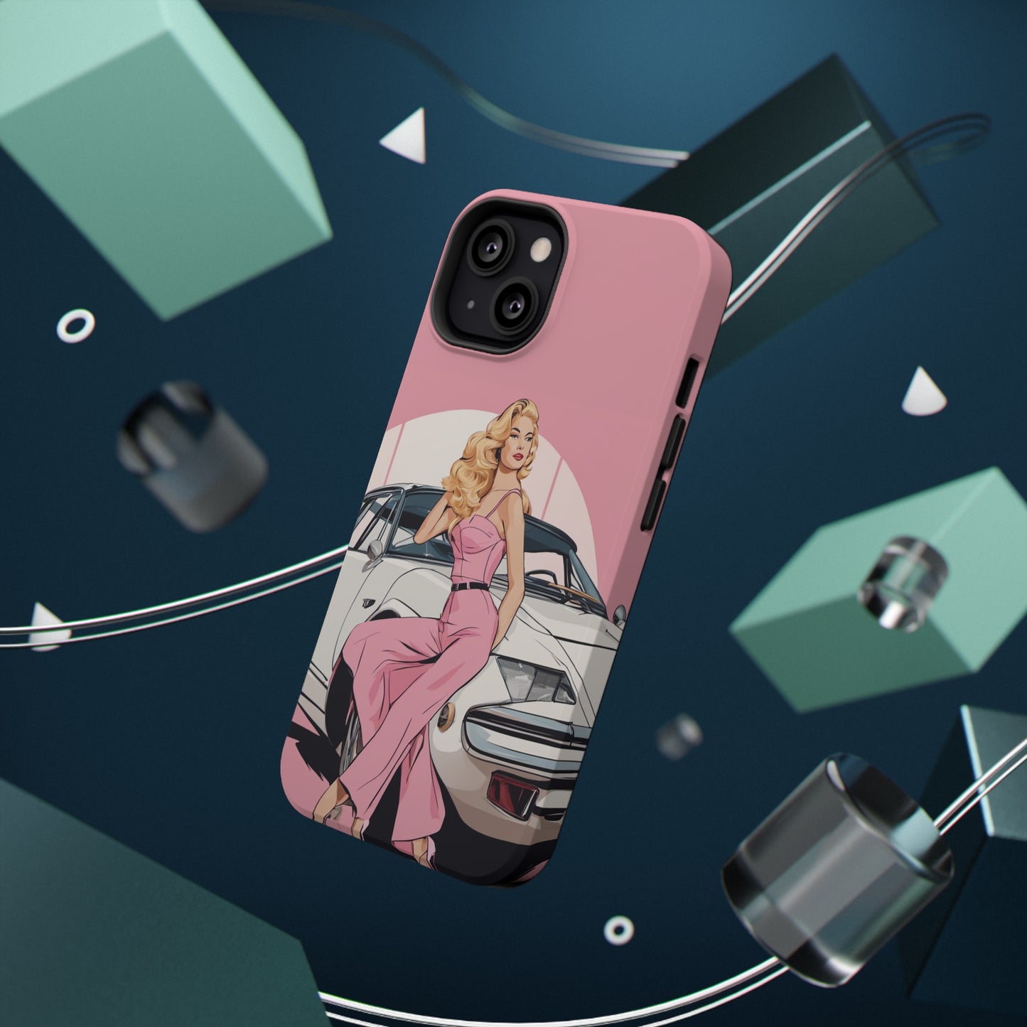 Impact-Resistant Phone Case with Pink Arch Pin-Up [TEDDY]