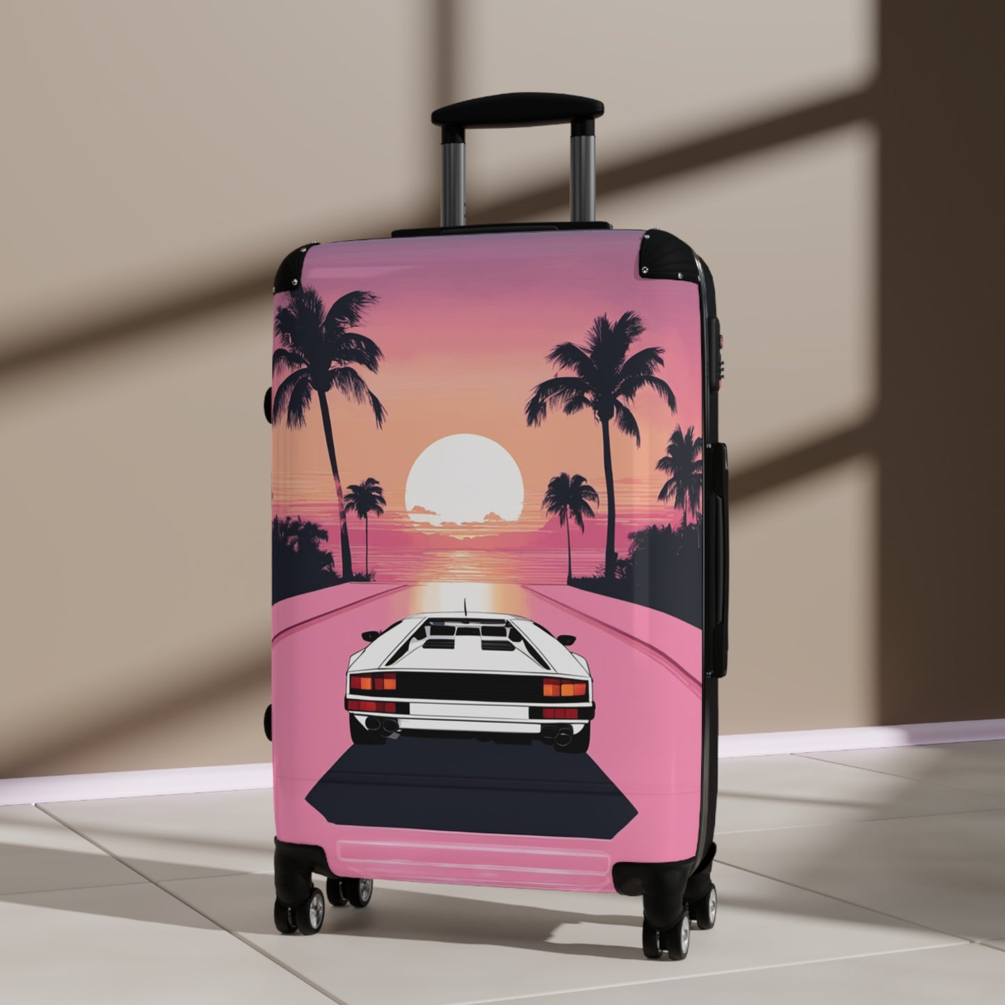 Suitcase with Retro Print: 
White Lambo Sunset [TEDDY]