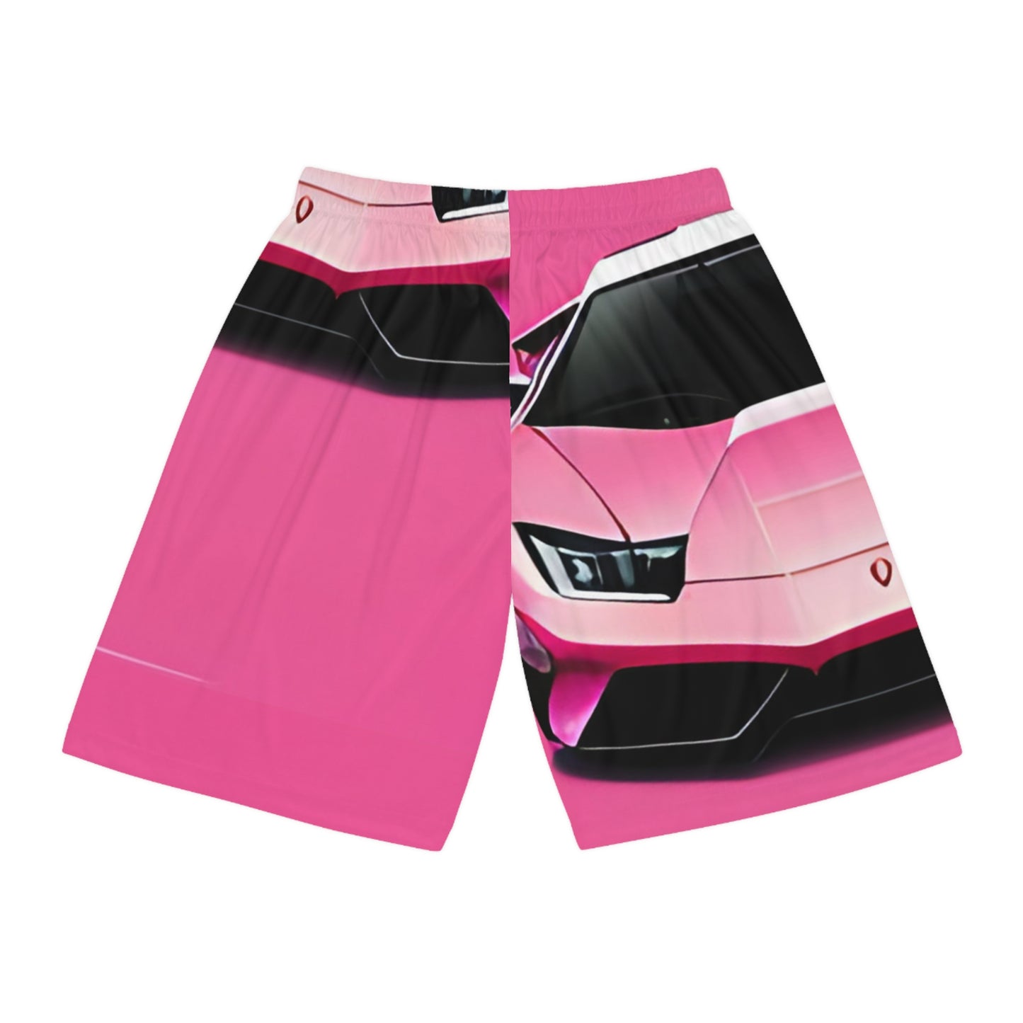 Basketball Shorts with Retro Print: Pink Lambo [TEDDY]