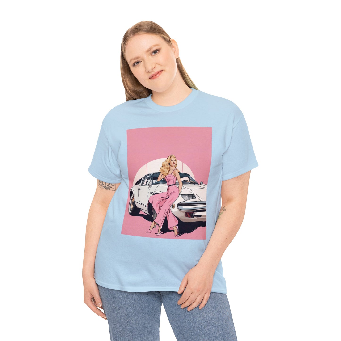 Unisex Heavy Cotton Tee: Pink Barbie Arch [TEDDY]