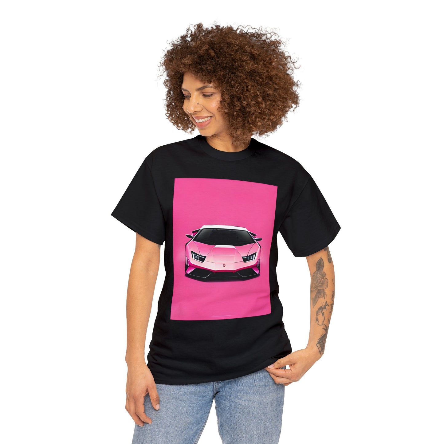 Unisex Heavy Cotton Tee: Pink Lambo [TEDDY]