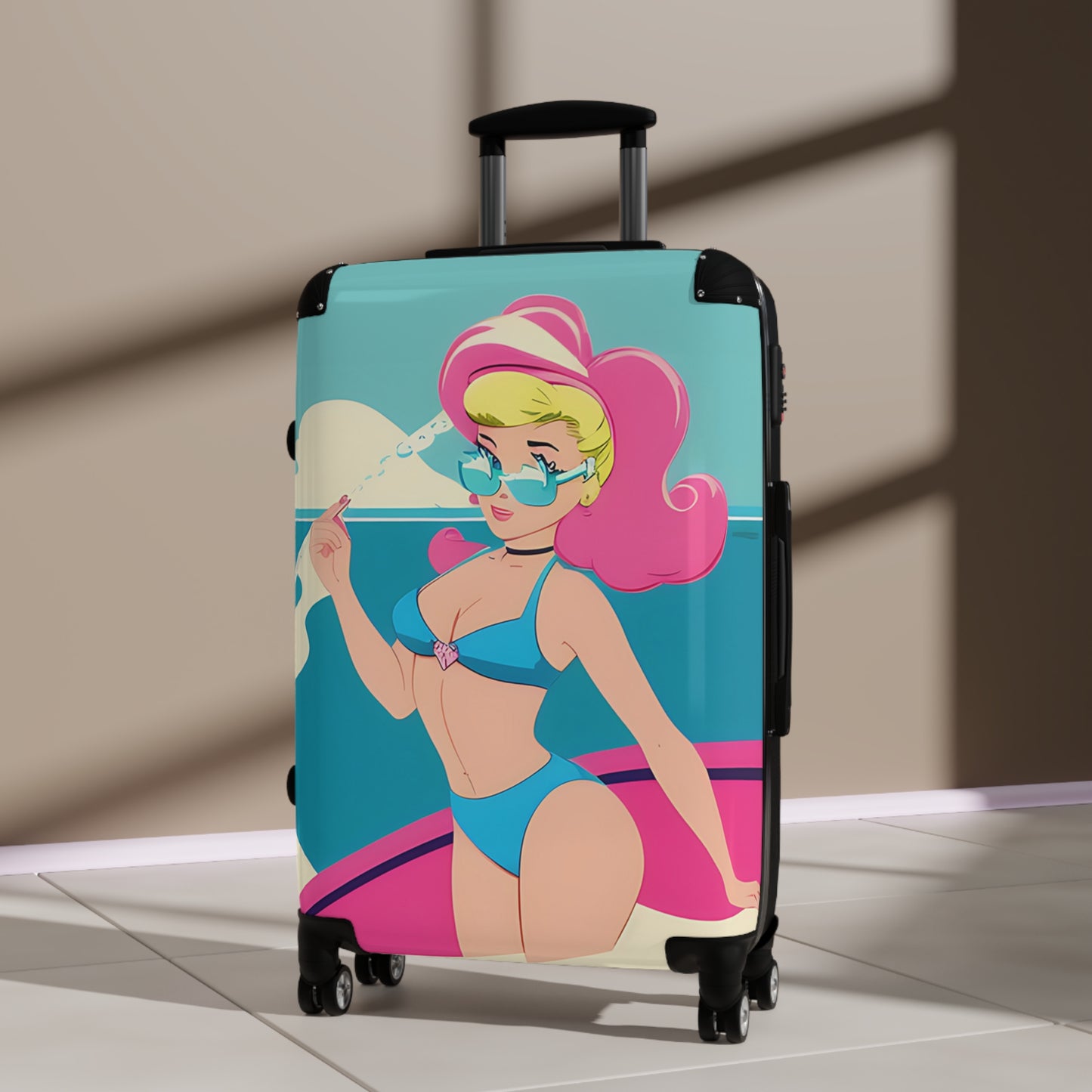 Suitcase with Retro Print: Cartoon Pin-Up [TEDDY]