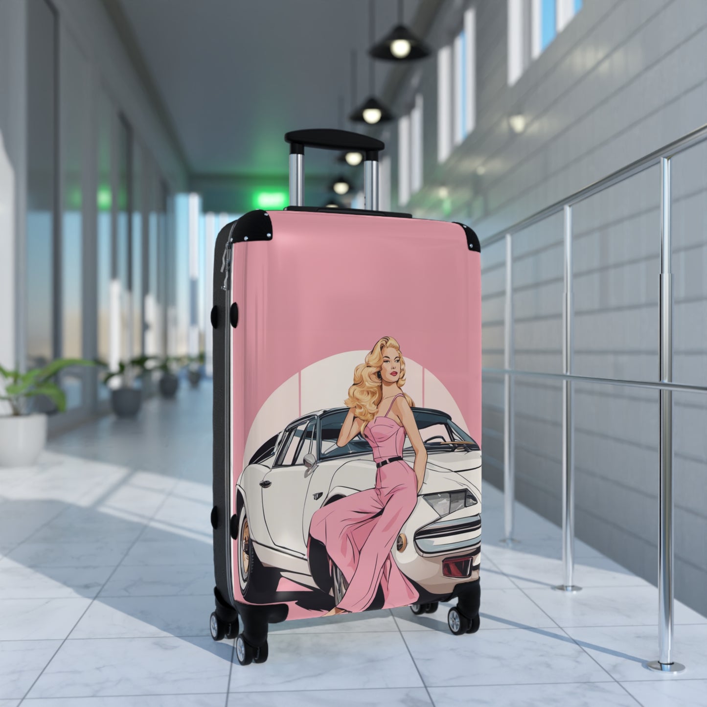 Suitcase with Retro Print: 
Pink Arch Pin-Up [TEDDY]