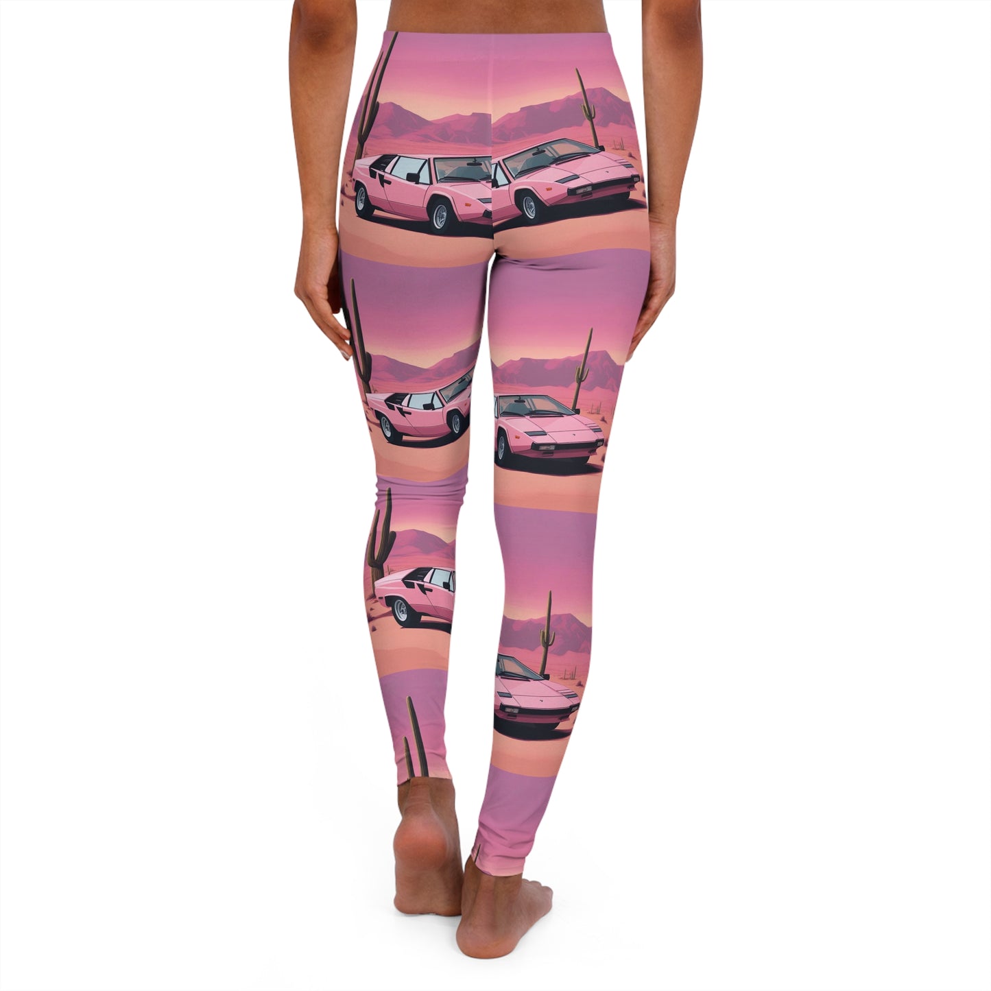 Spandex Leggings with Retro Print: Desert Sunset Repeat Print [TEDDY]