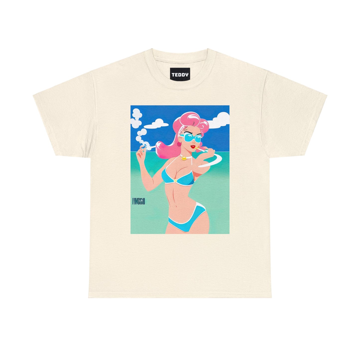 Unisex Heavy Cotton Tee: Art Deco Pin-Up [TEDDY]