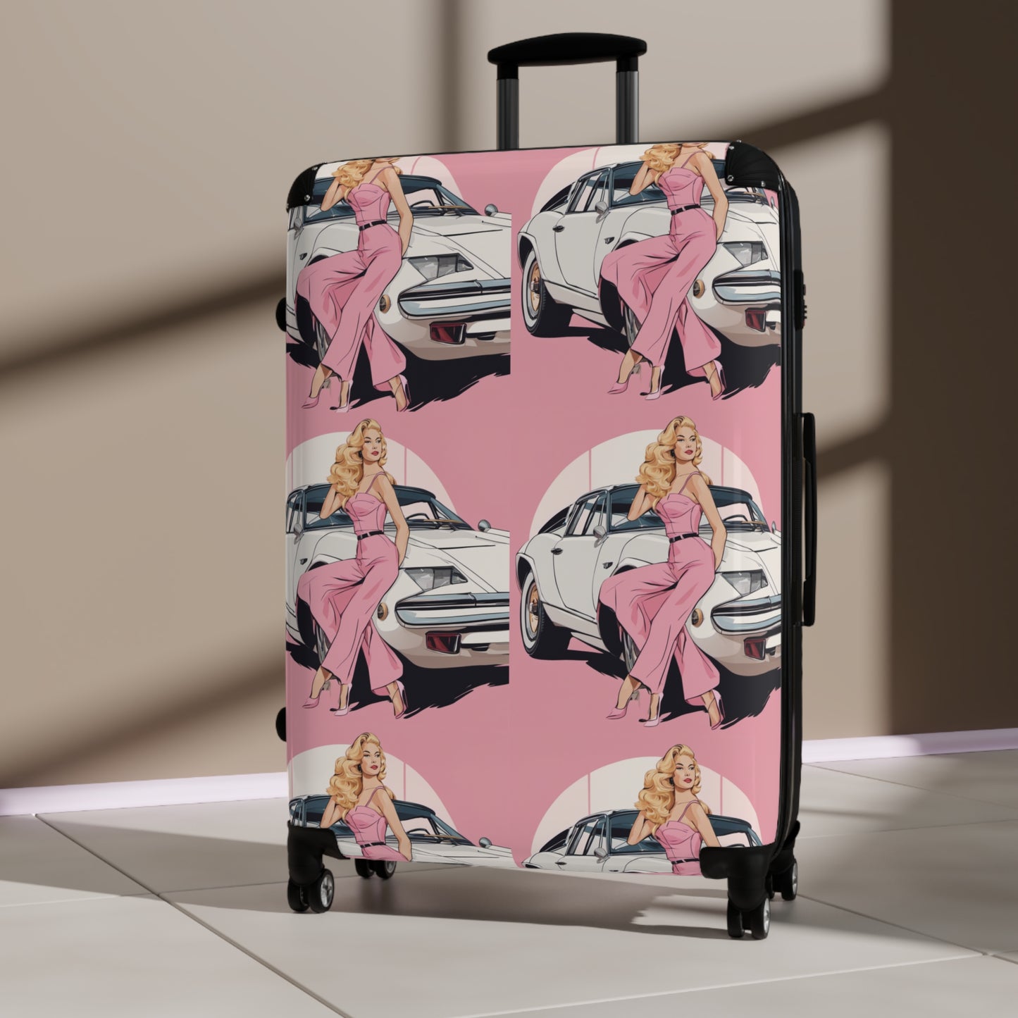 Suitcase with Retro Print: Pink Arch Pin-Up [TEDDY]