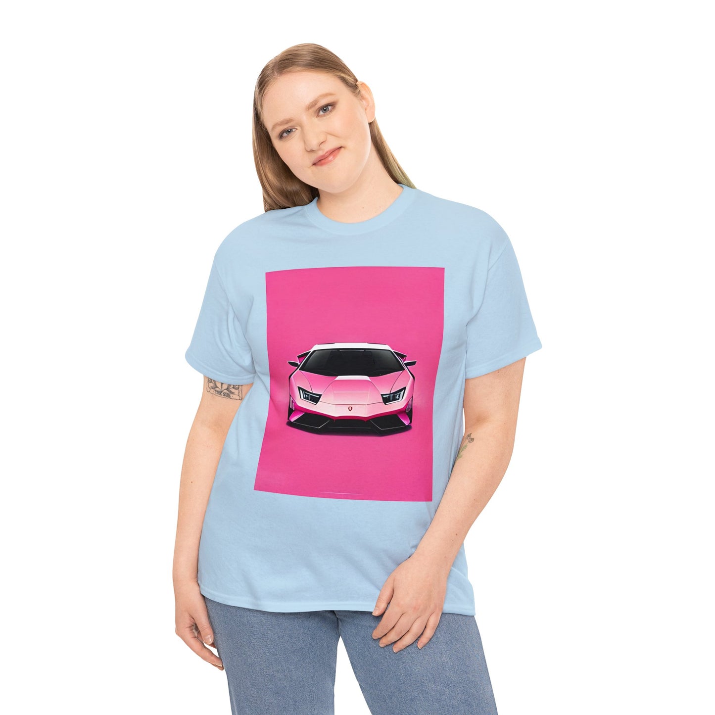 Unisex Heavy Cotton Tee: Pink Lambo [TEDDY]