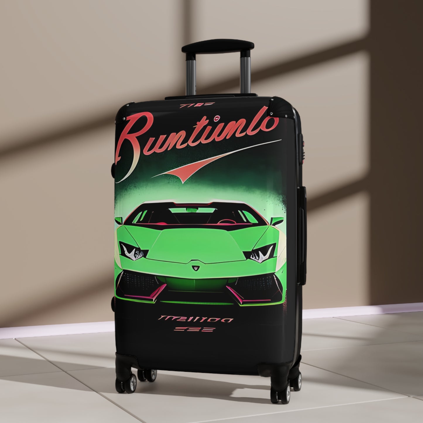 Suitcase with Retro Print: Green Lambo [TEDDY]