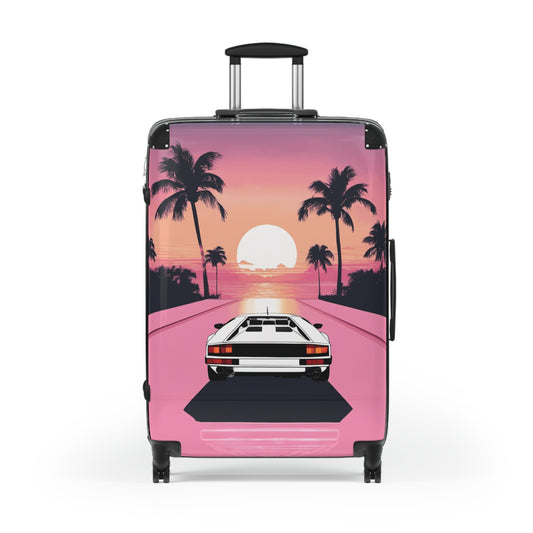 Suitcase with Retro Print: 
White Lambo Sunset [TEDDY]