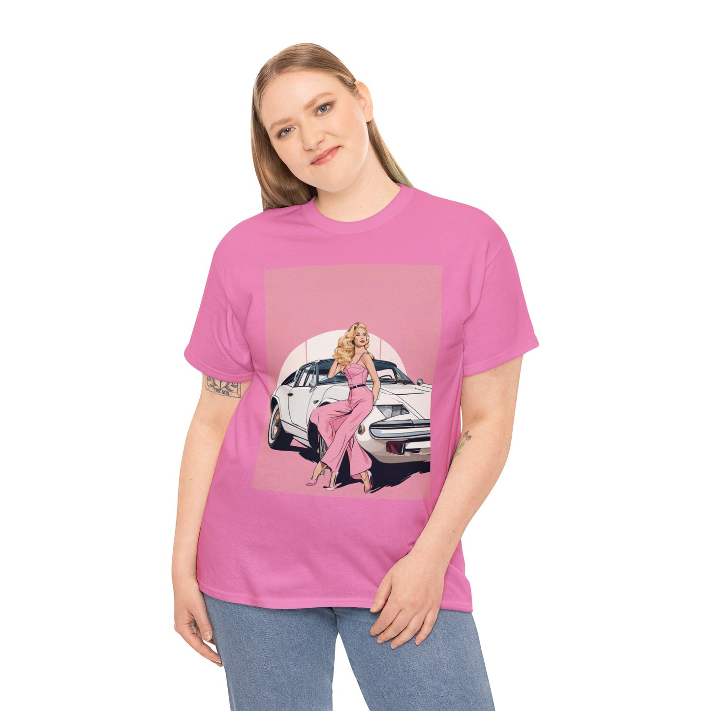 Unisex Heavy Cotton Tee: Pink Barbie Arch [TEDDY]