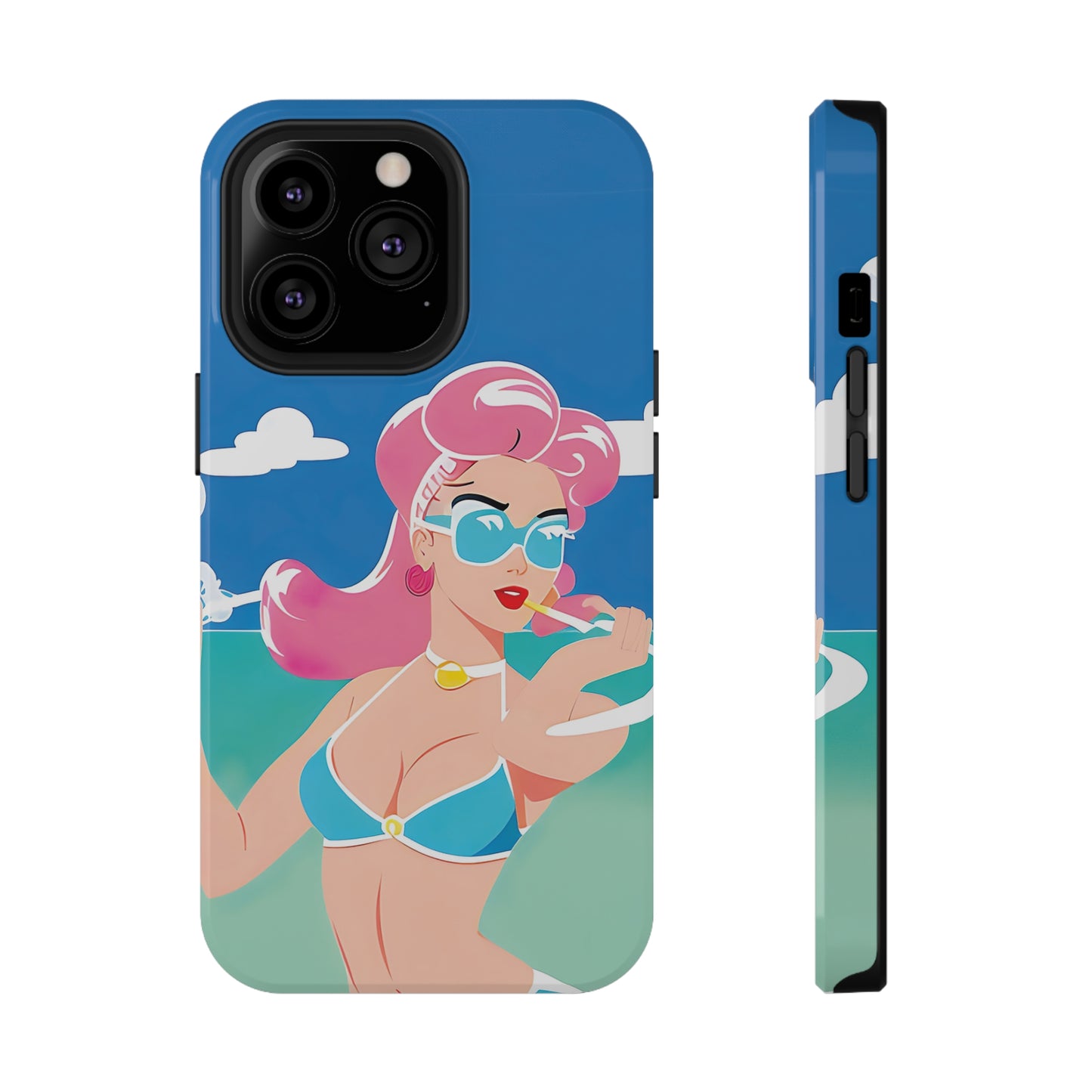 Impact-Resistant Phone Case with Art Deco Pin-Up [TEDDY]