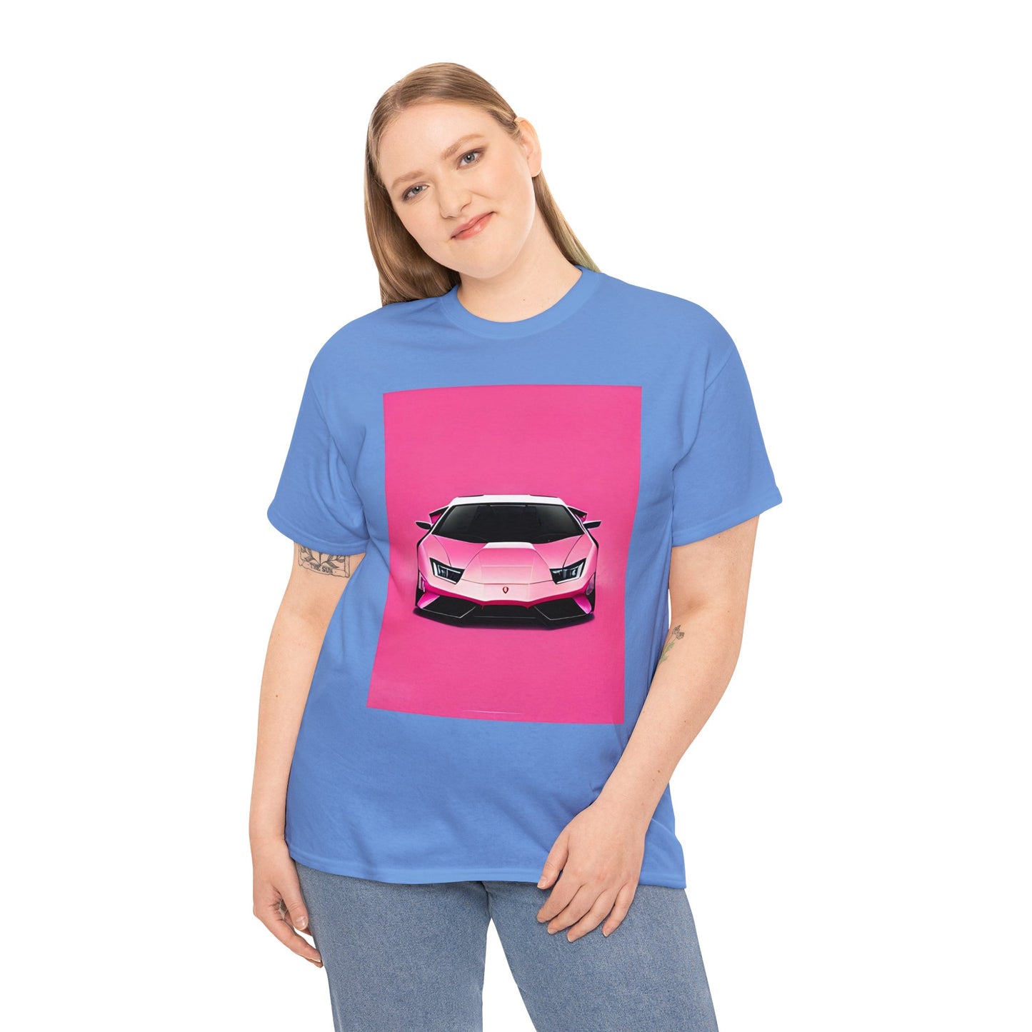 Unisex Heavy Cotton Tee: Pink Lambo [TEDDY]