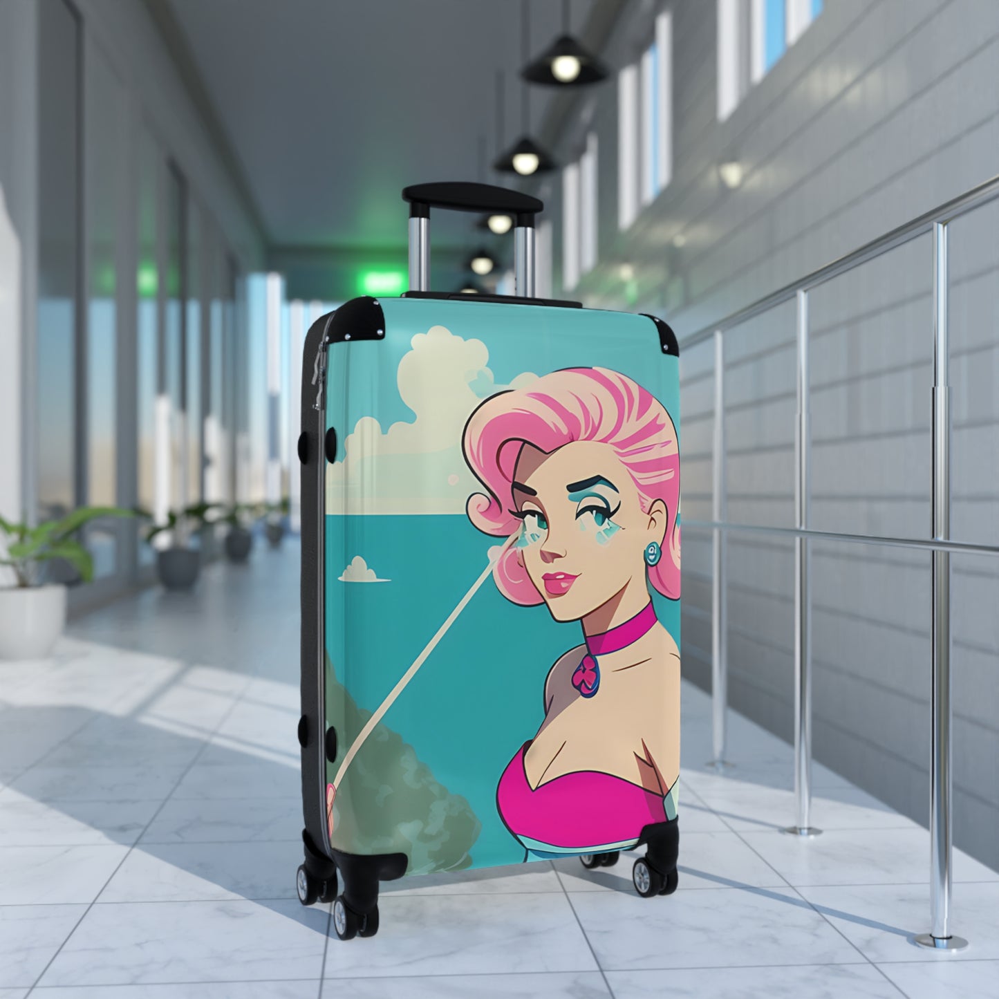 Suitcase with Retro Print: Water Pin-Up [TEDDY]