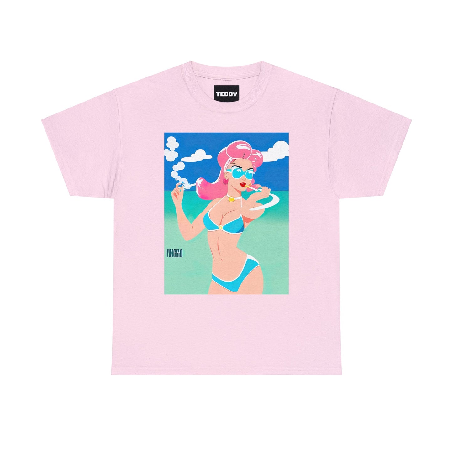 Unisex Heavy Cotton Tee: Art Deco Pin-Up [TEDDY]