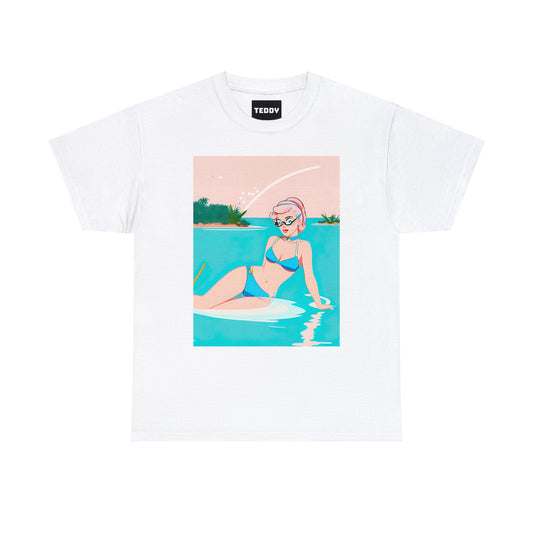 Unisex Heavy Cotton Tee: Shoreside Pin-Up [TEDDY]