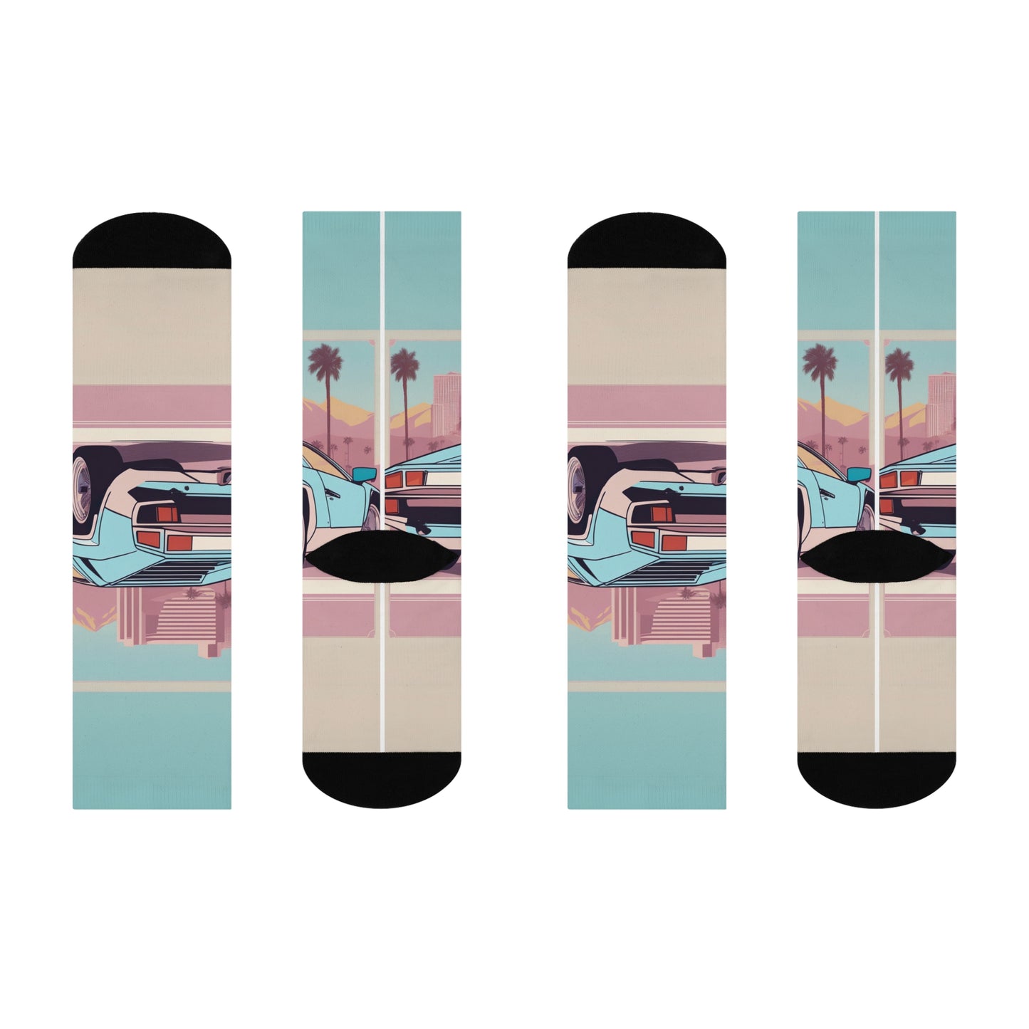 Crew Socks with Retro Print: Blue Bumper [TEDDY]