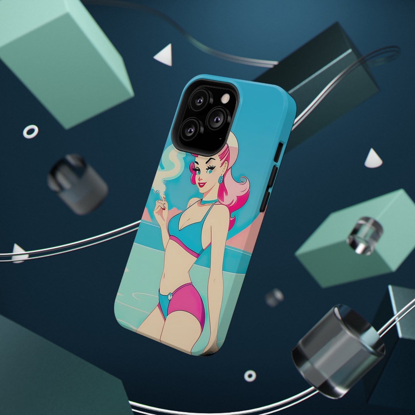 Impact-Resistant Phone Case with Smoking Pin-Up [TEDDY]