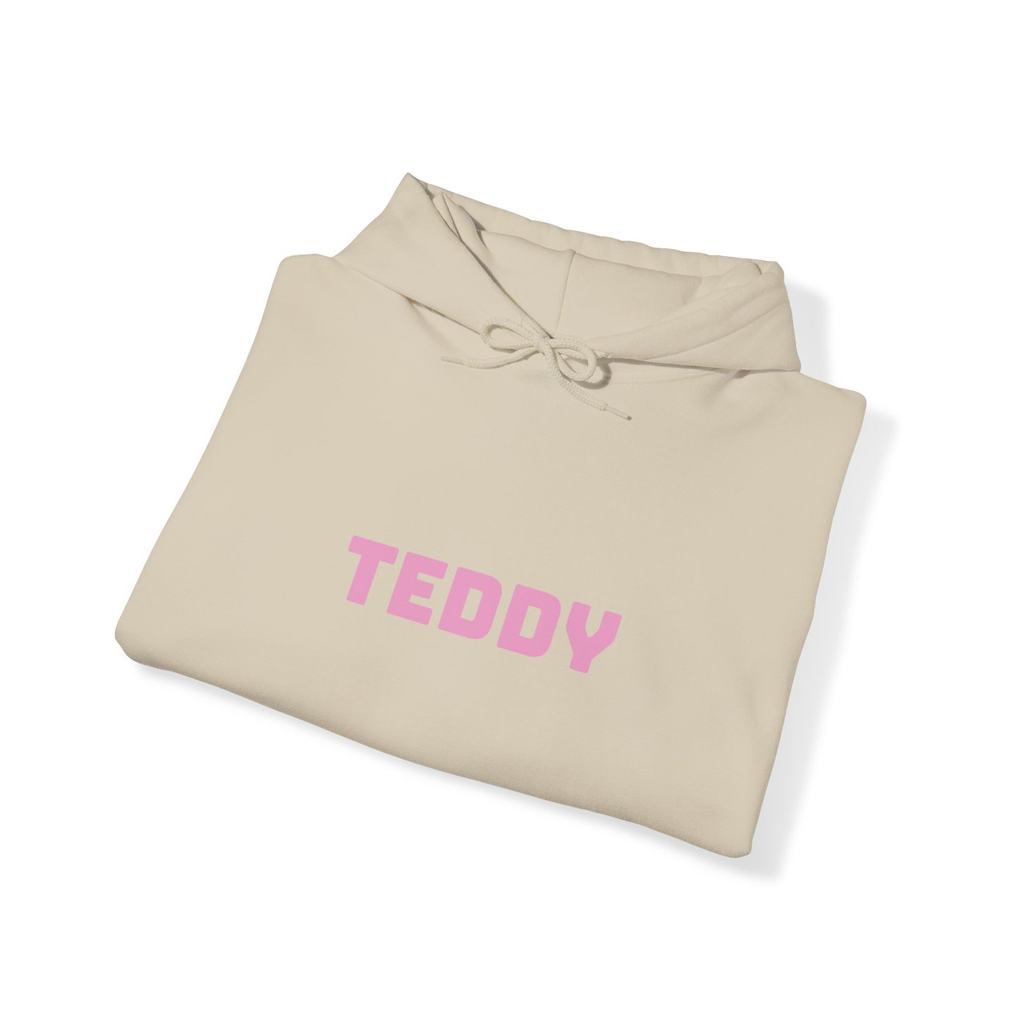 Unisex Heavy Blend™ Hooded Sweatshirt with Pink Logo [TEDDY]