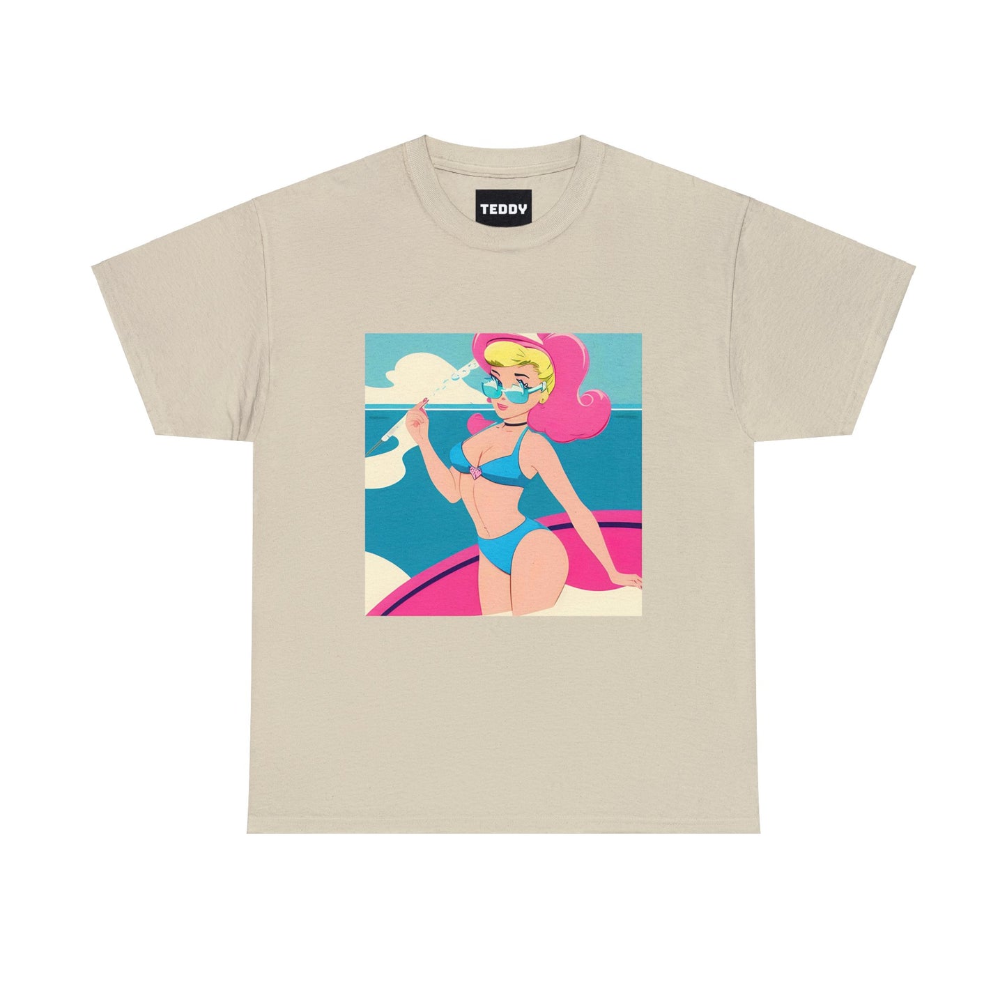 Unisex Heavy Cotton Tee: Cartoon Pin-Up [TEDDY]