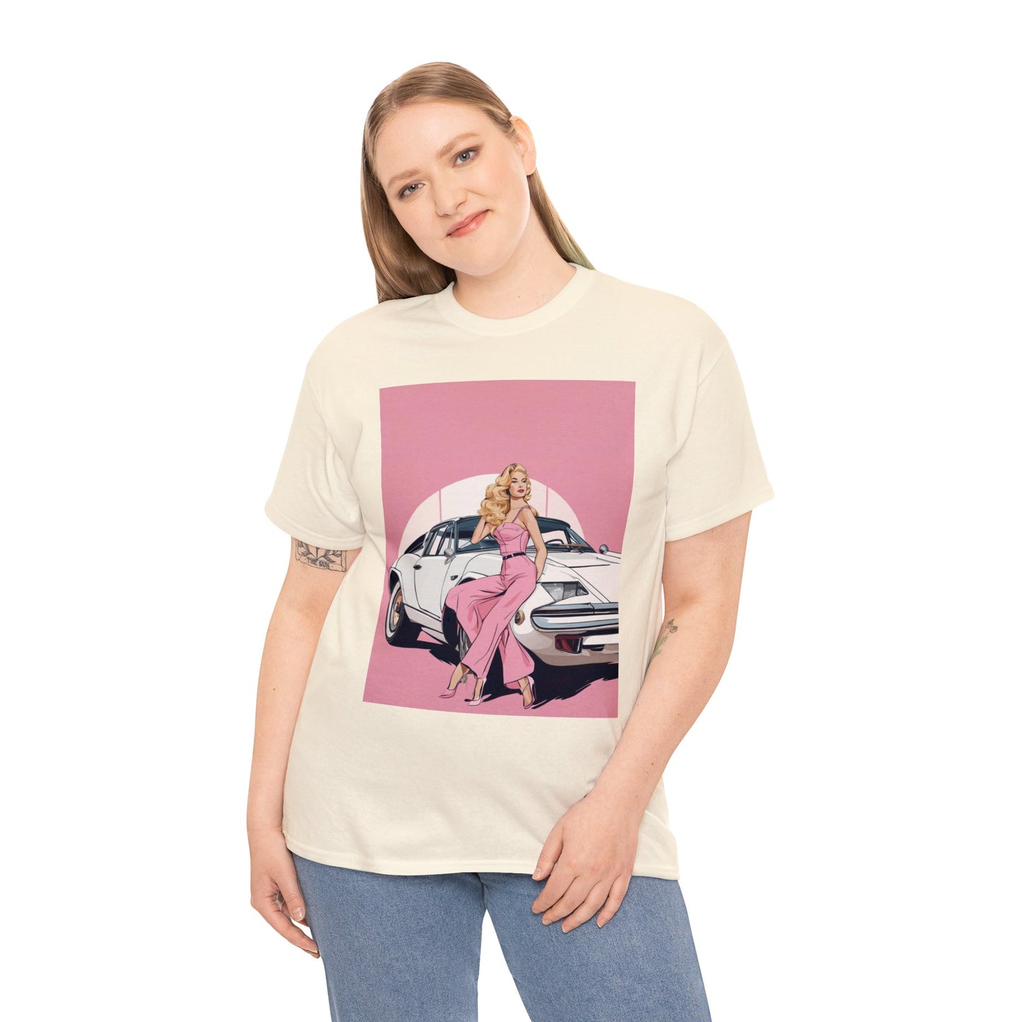 Unisex Heavy Cotton Tee: Pink Barbie Arch [TEDDY]