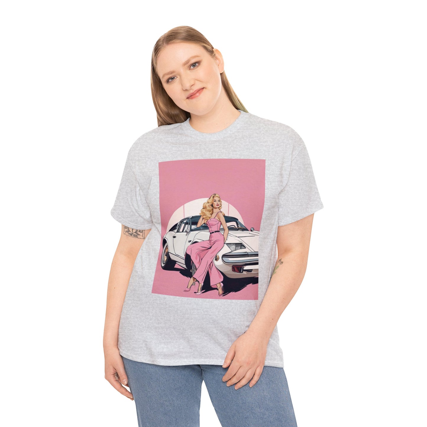 Unisex Heavy Cotton Tee: Pink Barbie Arch [TEDDY]