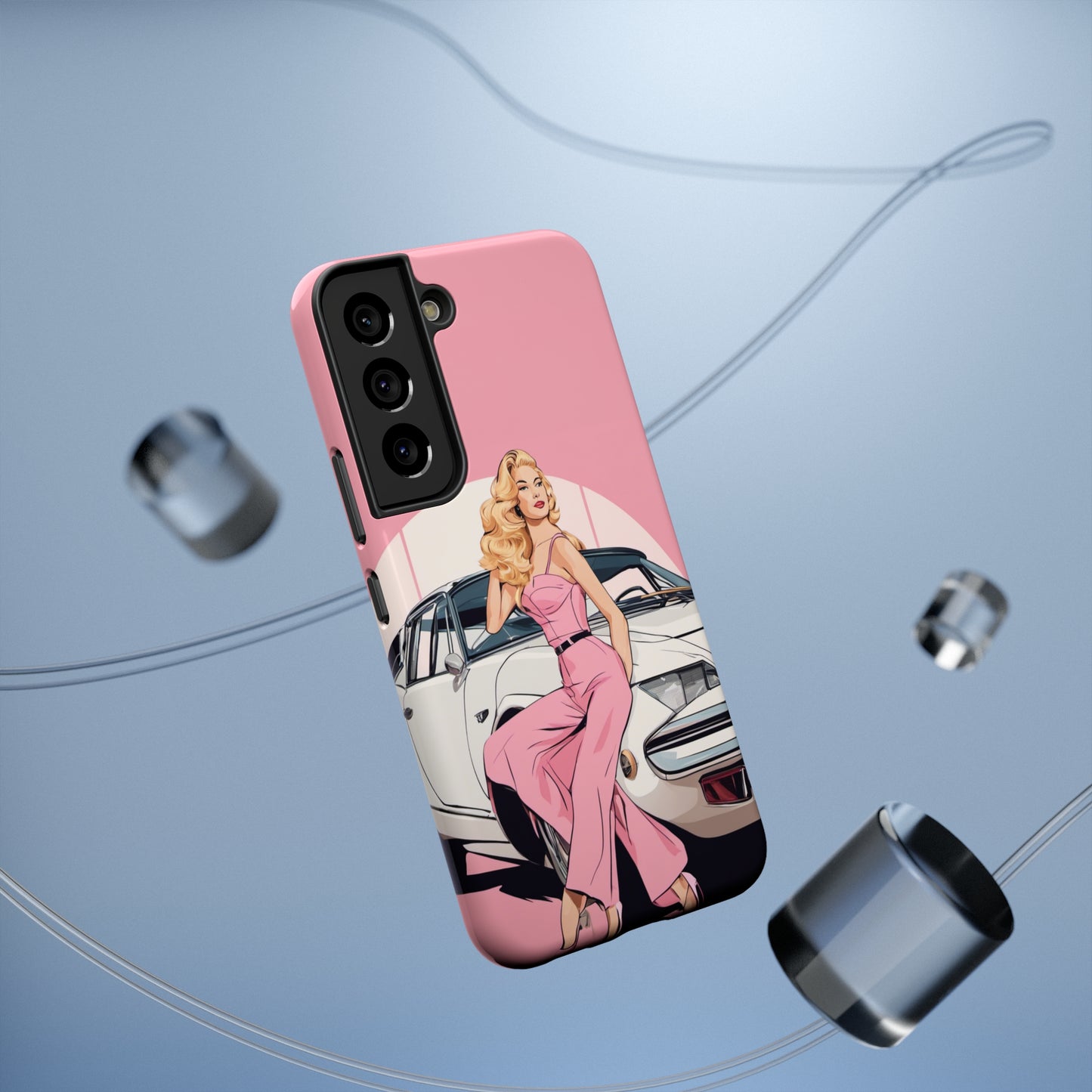 Impact-Resistant Phone Case with Pink Arch Pin-Up [TEDDY]