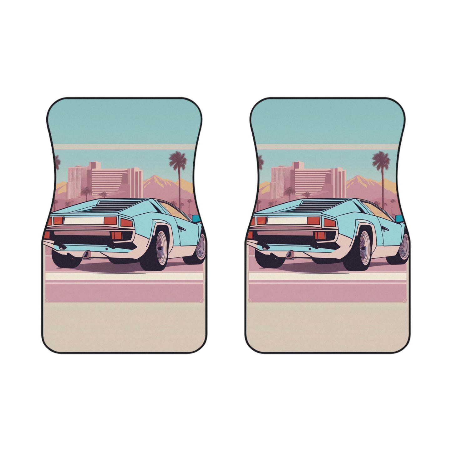 Car Mats with Retro Print (2x Front): Blue Bumper [TEDDY]