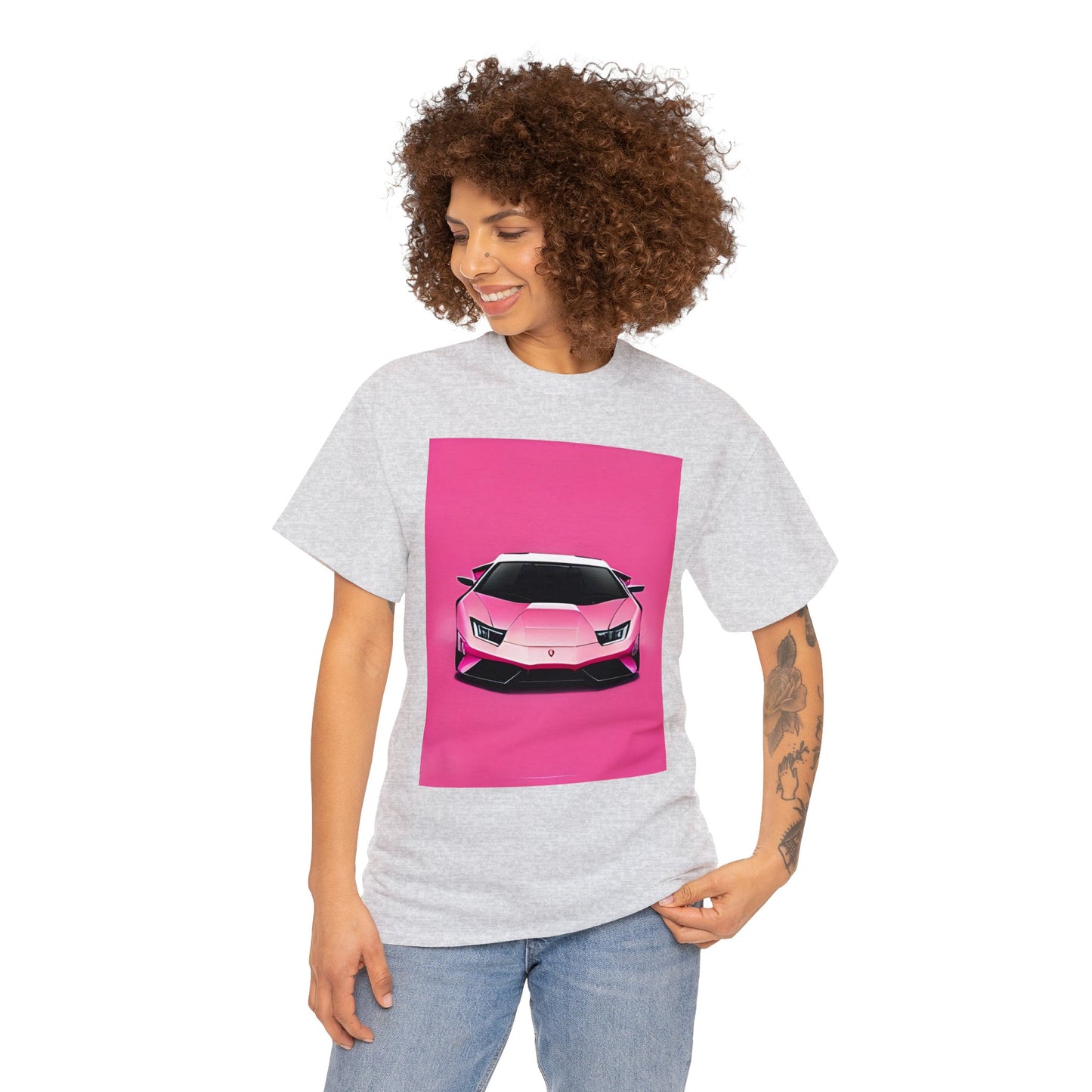 Unisex Heavy Cotton Tee: Pink Lambo [TEDDY]