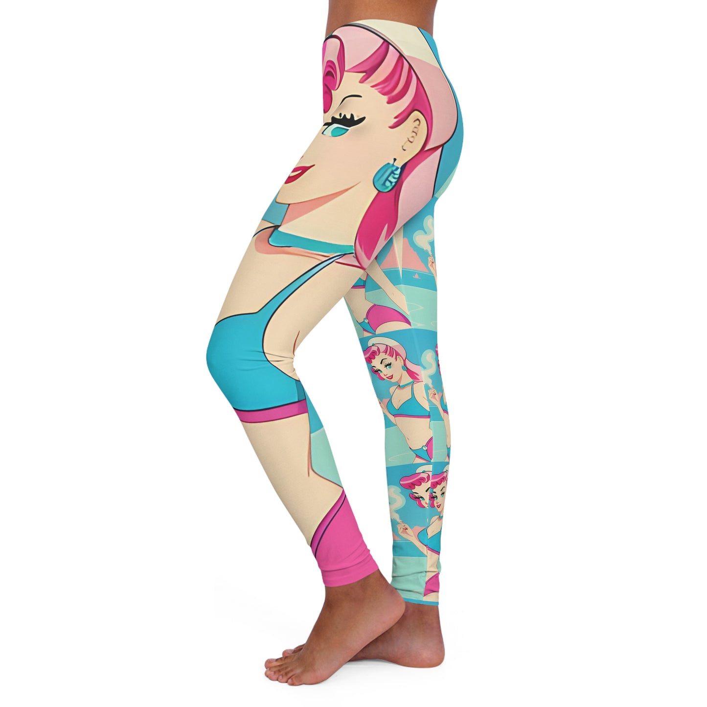 Spandex Leggings with Retro Print: Smoking Pin-Up [TEDDY]