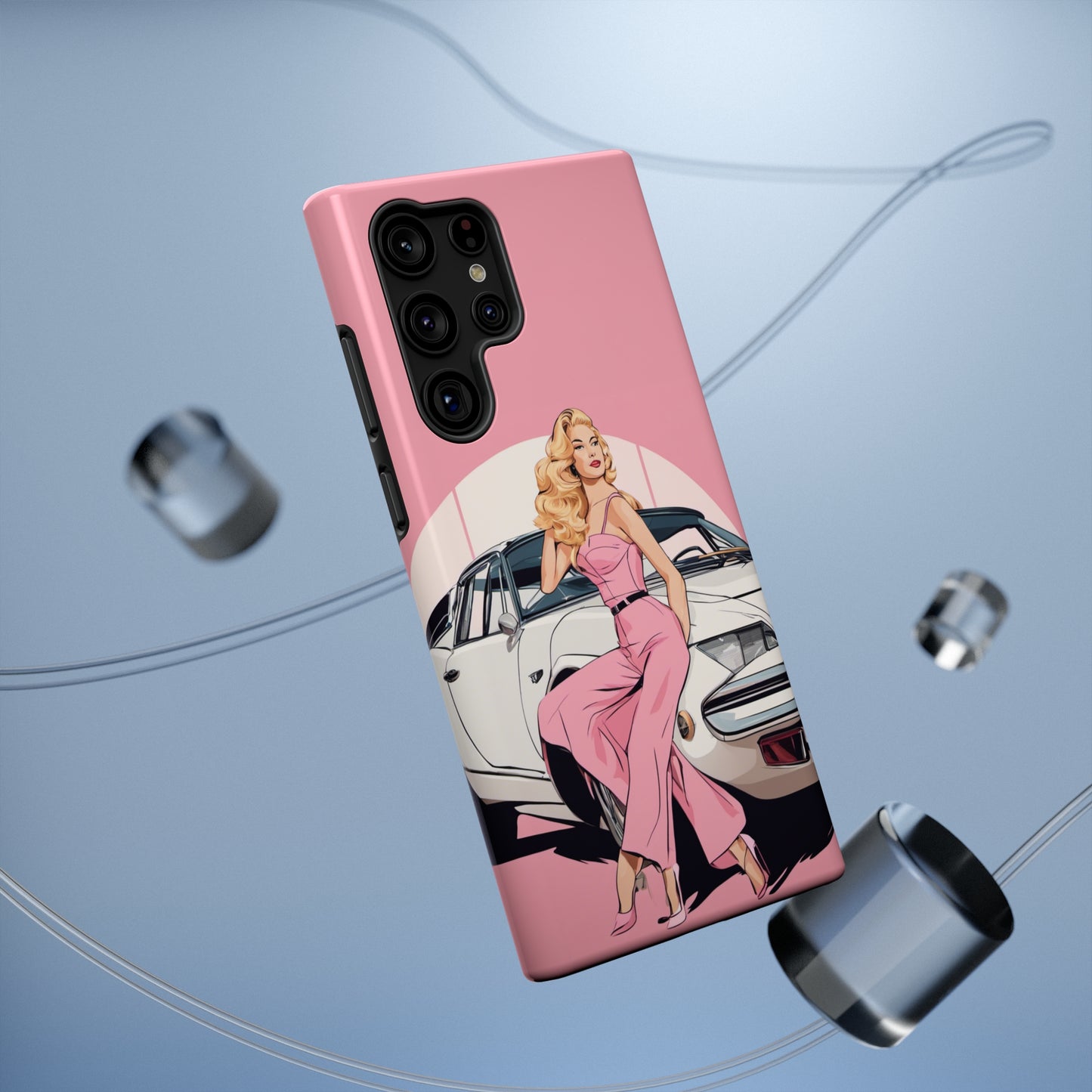 Impact-Resistant Phone Case with Pink Arch Pin-Up [TEDDY]