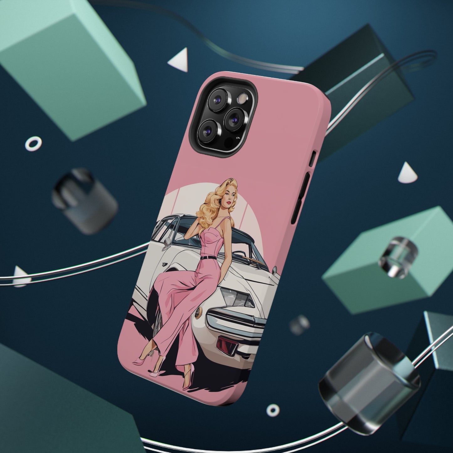 Impact-Resistant Phone Case with Pink Arch Pin-Up [TEDDY]