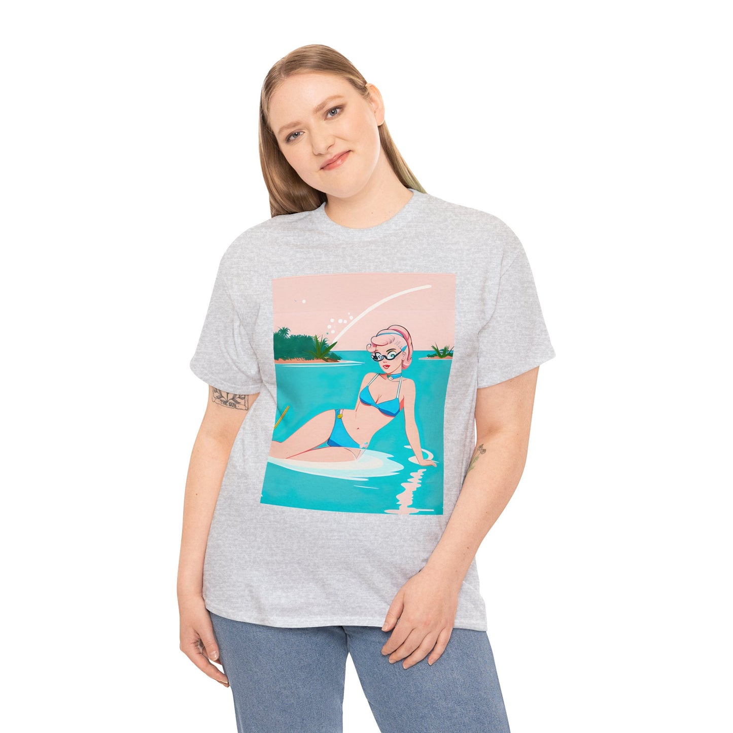 Unisex Heavy Cotton Tee: Shoreside Pin-Up [TEDDY]