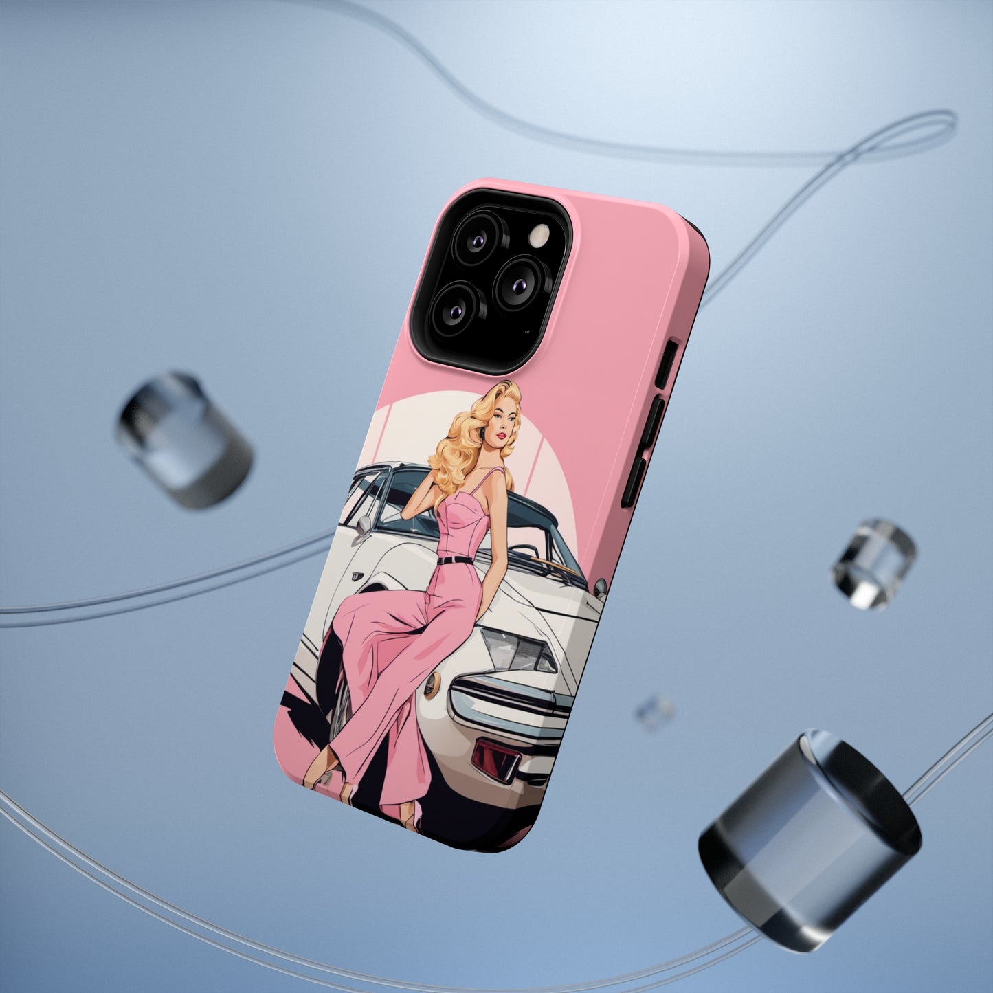 Impact-Resistant Phone Case with Pink Arch Pin-Up [TEDDY]