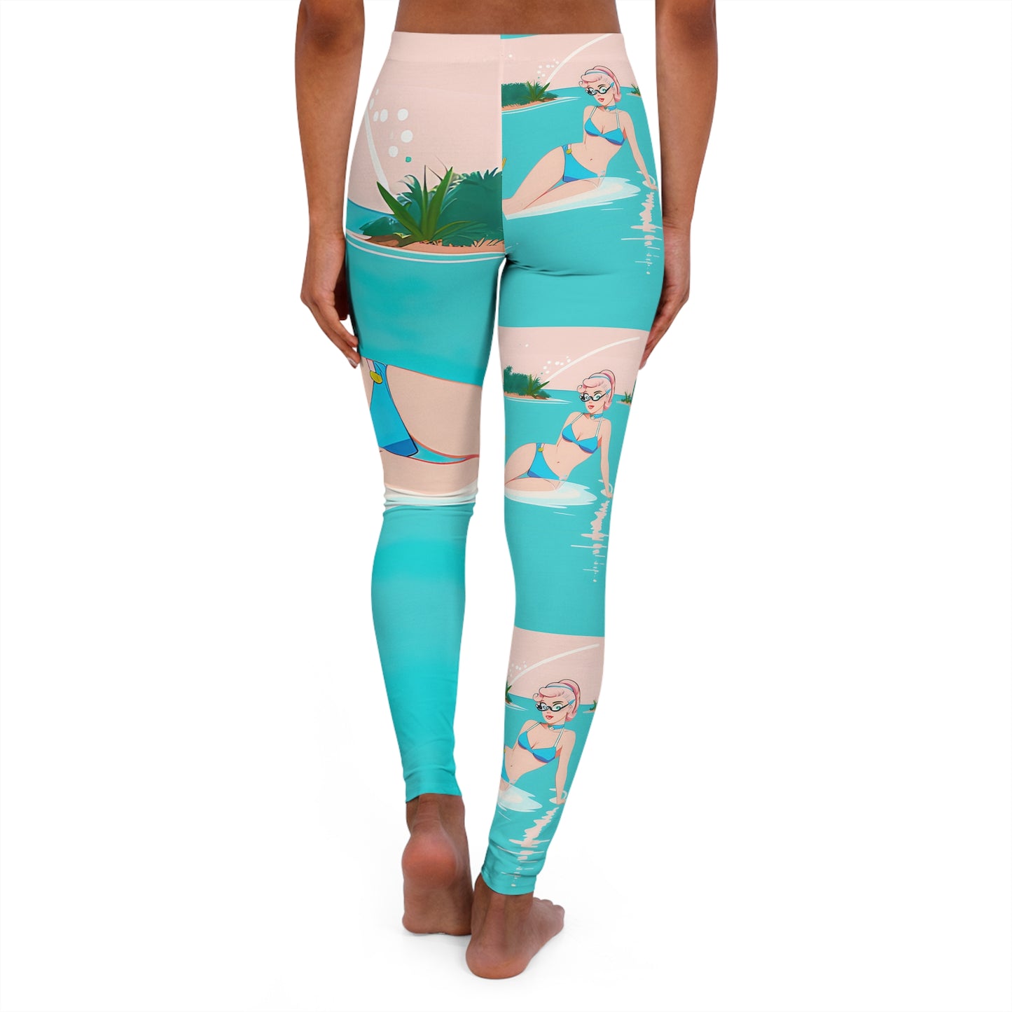 Spandex Leggings with Retro Print: Shoreside Pin-Up [TEDDY]