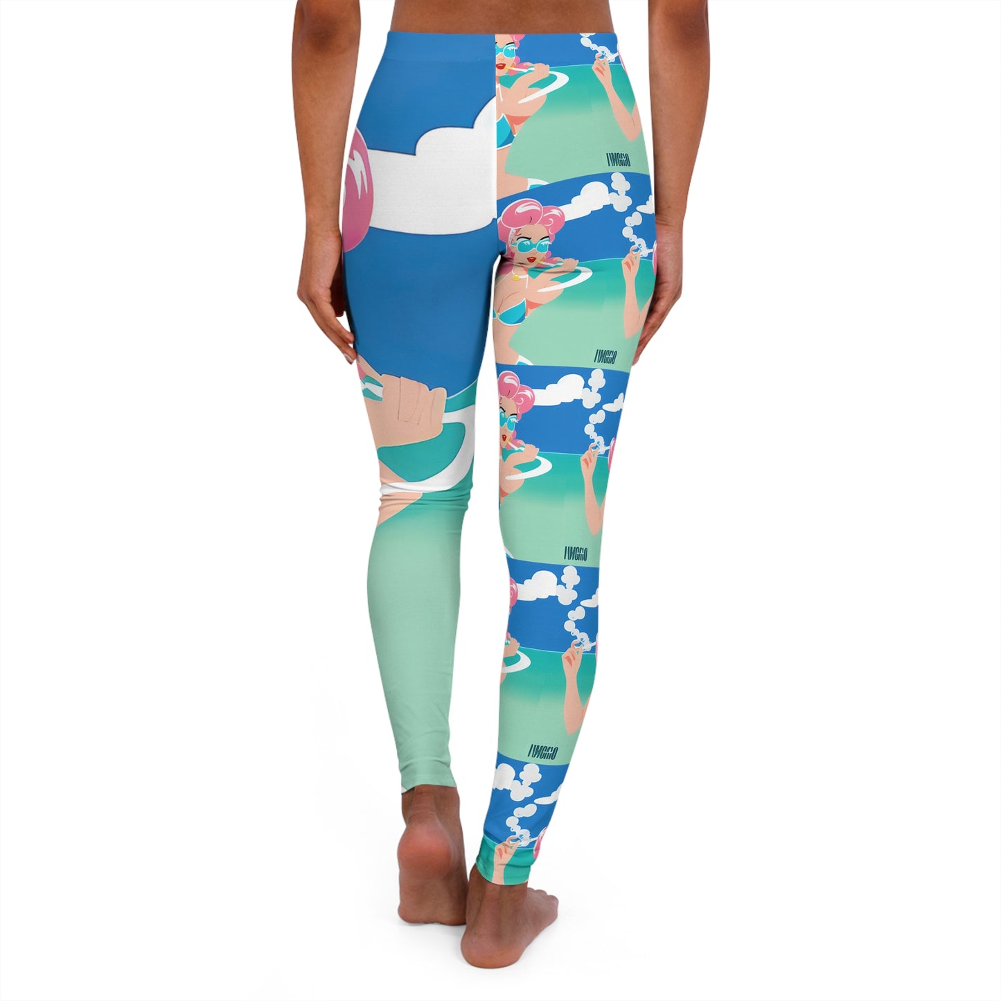 Spandex Leggings with Retro Print: Art Deco Pin-Up Repeat Print [TEDDY]