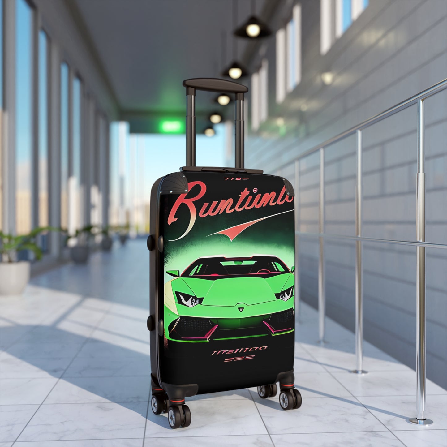 Suitcase with Retro Print: Green Lambo [TEDDY]