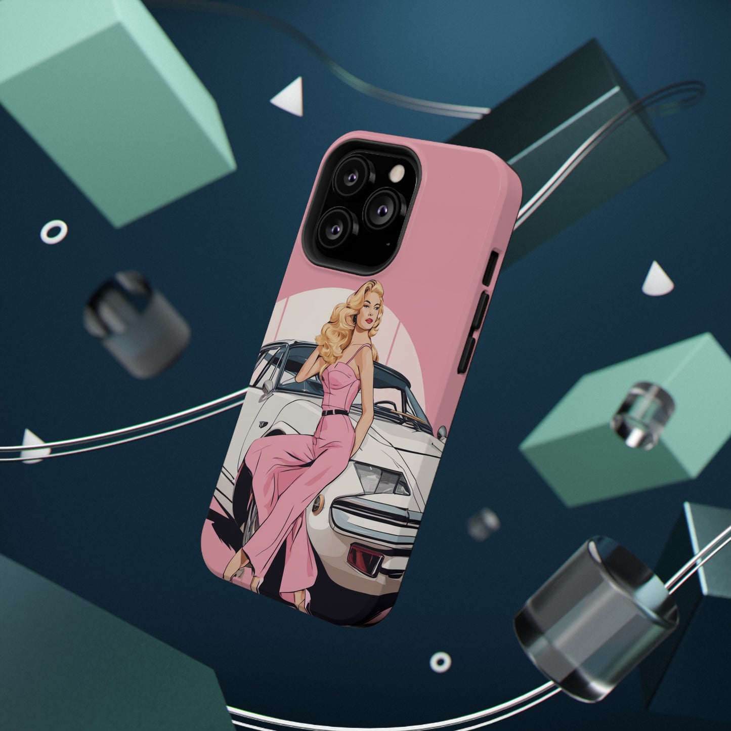 Impact-Resistant Phone Case with Pink Arch Pin-Up [TEDDY]