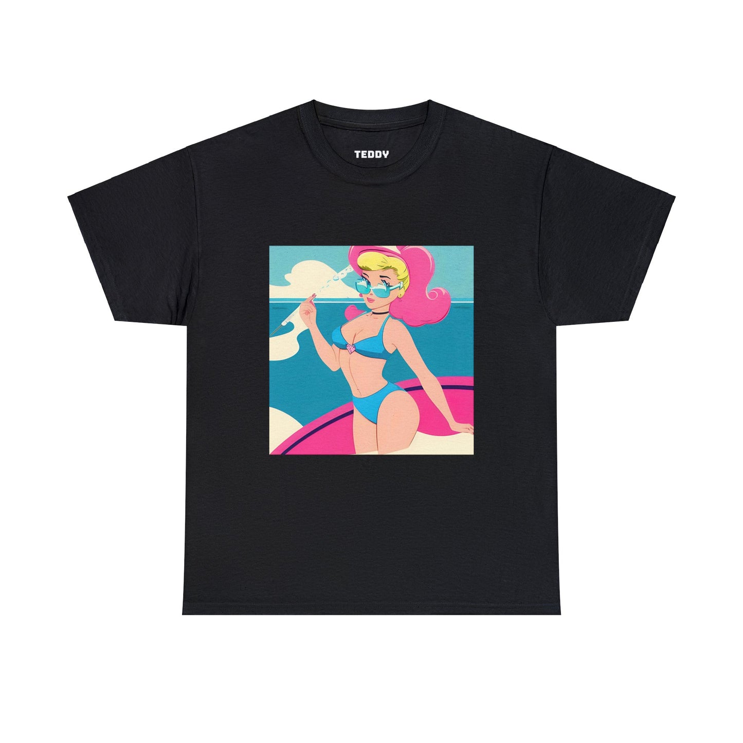 Unisex Heavy Cotton Tee: Cartoon Pin-Up [TEDDY]